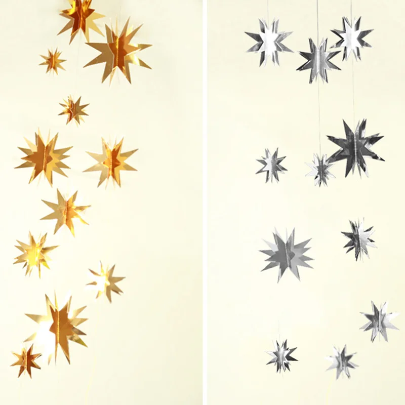2M Gold Silver 3D Star Paper G - مراجعة Party Banner Gold وسعره