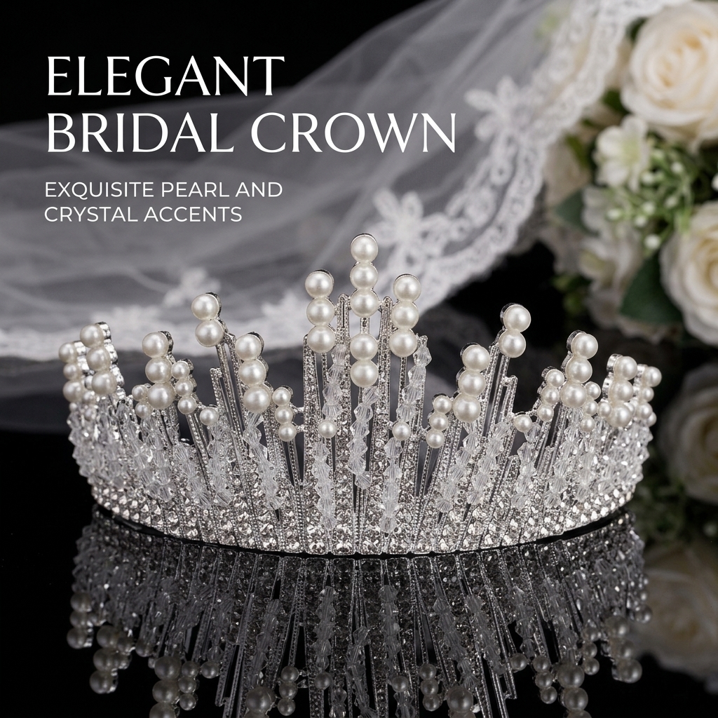Bridal Pearl Crown Headpiece E - مراجعة Event & Party Supply Photos وسعره