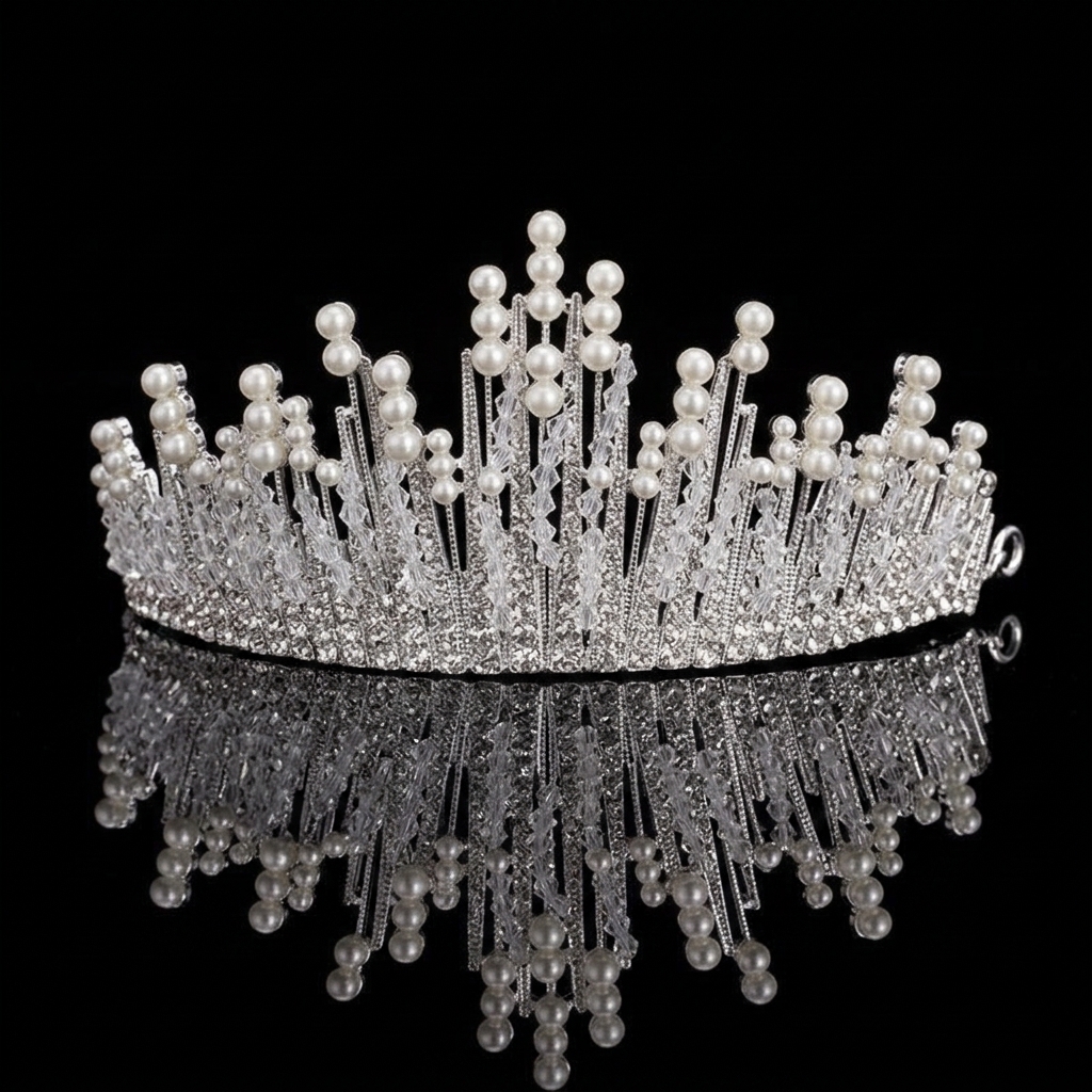 Bridal Pearl Crown Headpiece E - مراجعة Event & Party Supply Photos وسعره