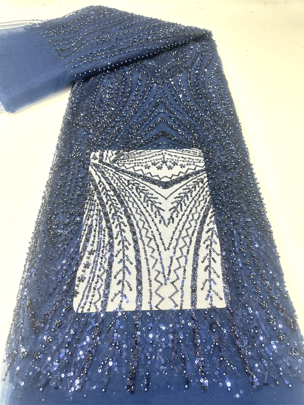 African Sequins Beaded Lace Fa - مراجعة Glitter Tablecloth وسعره