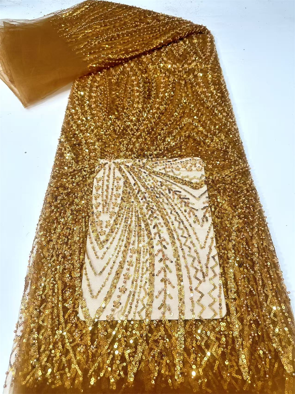 African Sequins Beaded Lace Fa - مراجعة Glitter Tablecloth وسعره