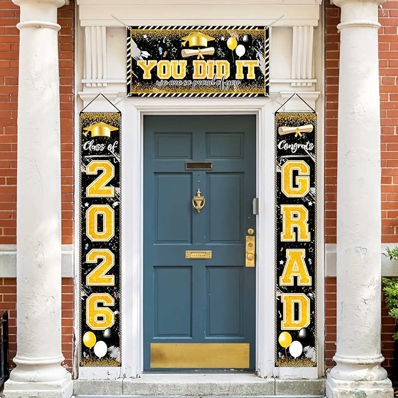 2D 3Pcs 2026 Graduation Banner - مراجعة Party Banner Gold وسعره