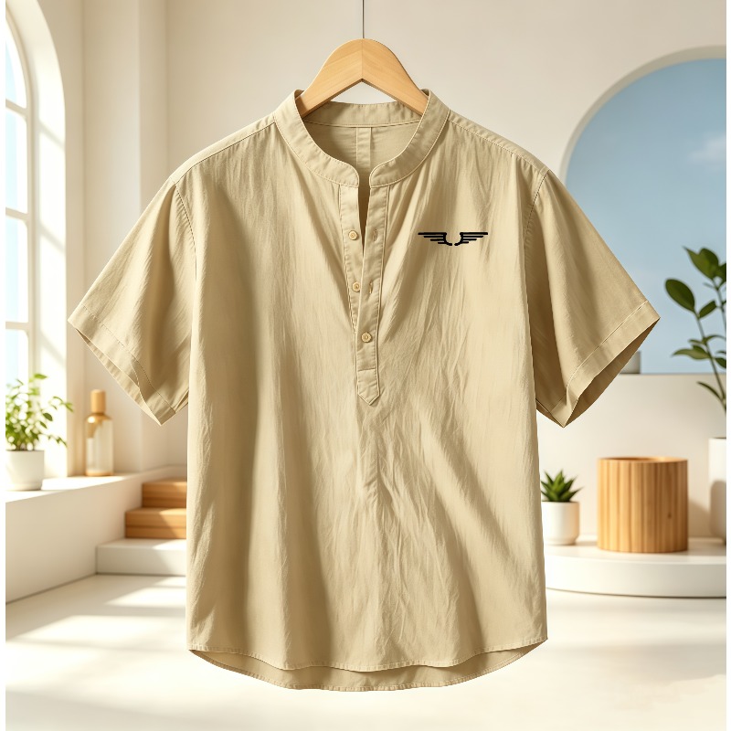 Men's cotton and linen Henley  - مراجعة Event Support وسعره