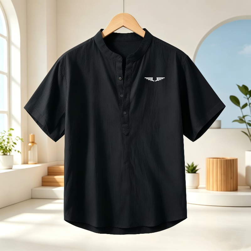 Men's cotton and linen Henley  - مراجعة Event Support وسعره