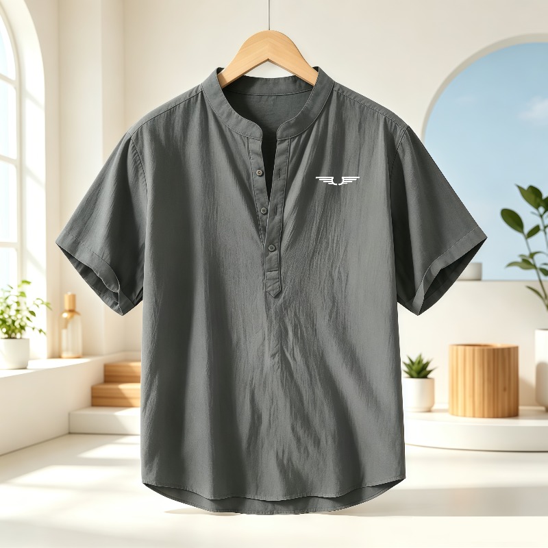 Men's cotton and linen Henley  - مراجعة Event Support وسعره