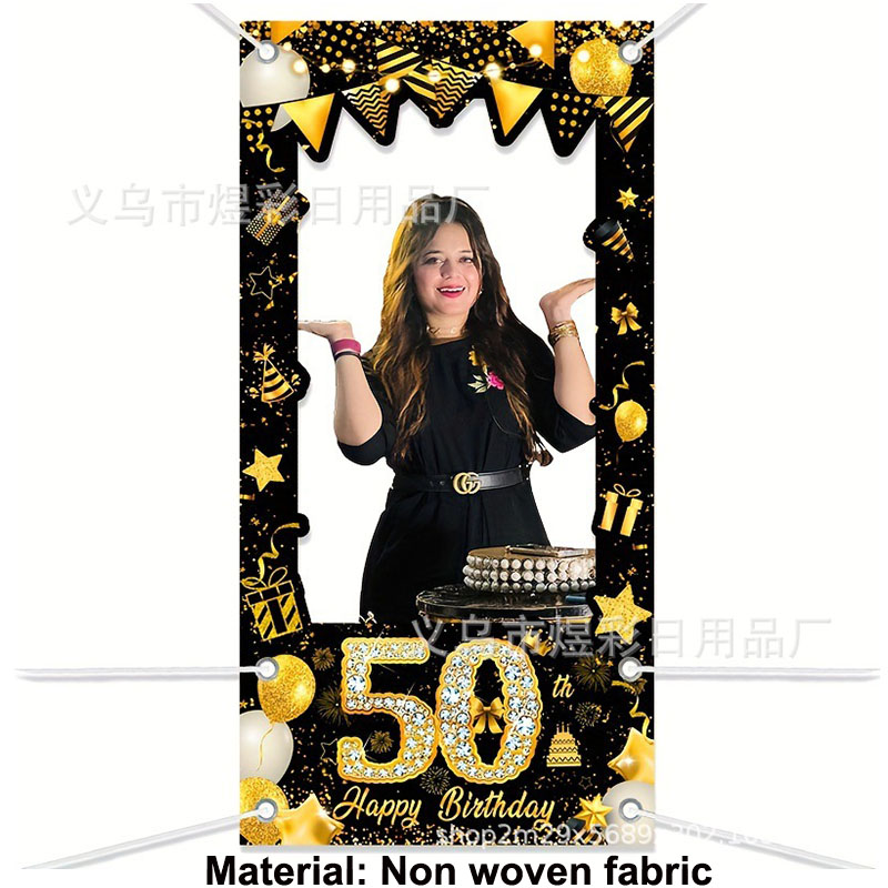50th Birthday Decoration Black - مراجعة Party Banner Gold وسعره
