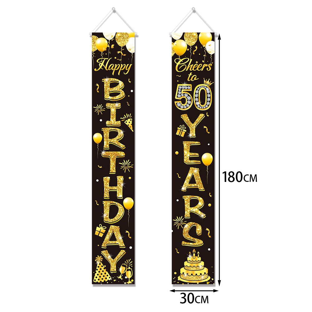 50th Birthday Decoration Black - مراجعة Party Banner Gold وسعره
