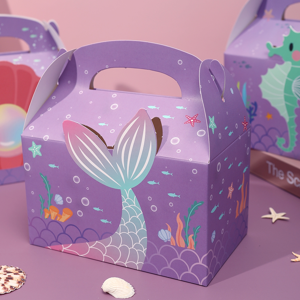 6pcs Mermaid Gift Paper Bags O - مراجعة Event Party Box وسعره