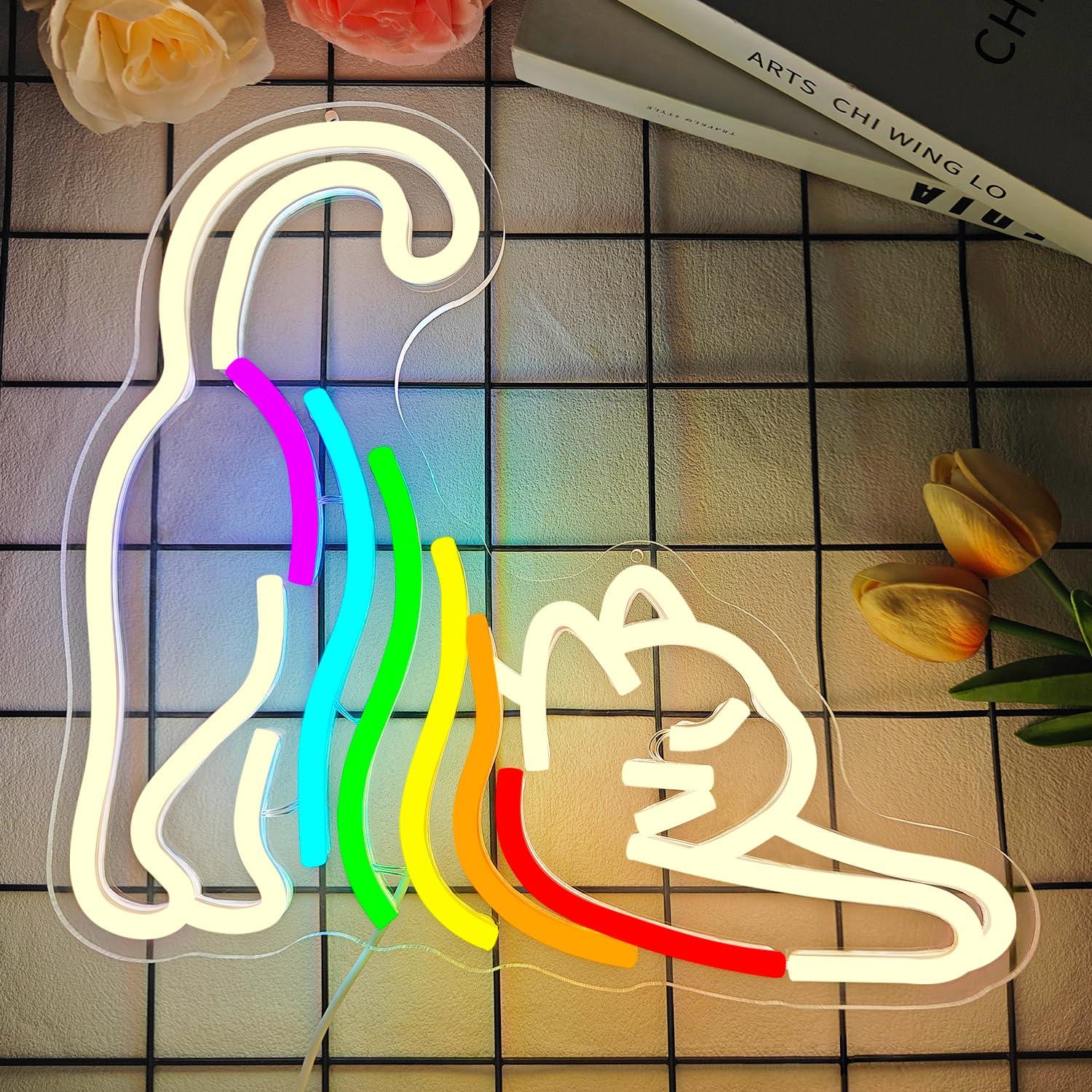 Rainbow Stretching Cat Neon Si - مراجعة Neon Sign Party وسعره