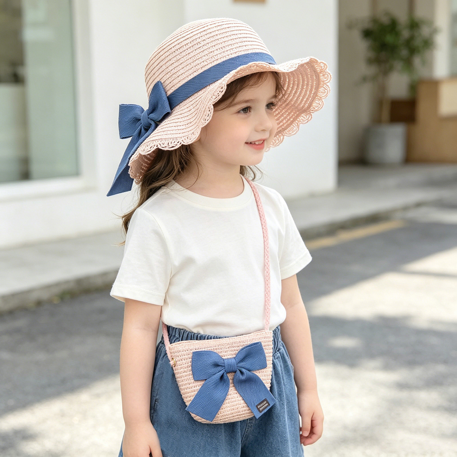 Girls 2pcs Straw Hat Solid Col - مراجعة Paper Straw Color وسعره