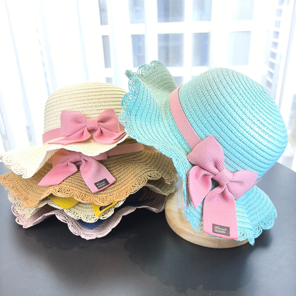 Girls 2pcs Straw Hat Solid Col - مراجعة Paper Straw Color وسعره