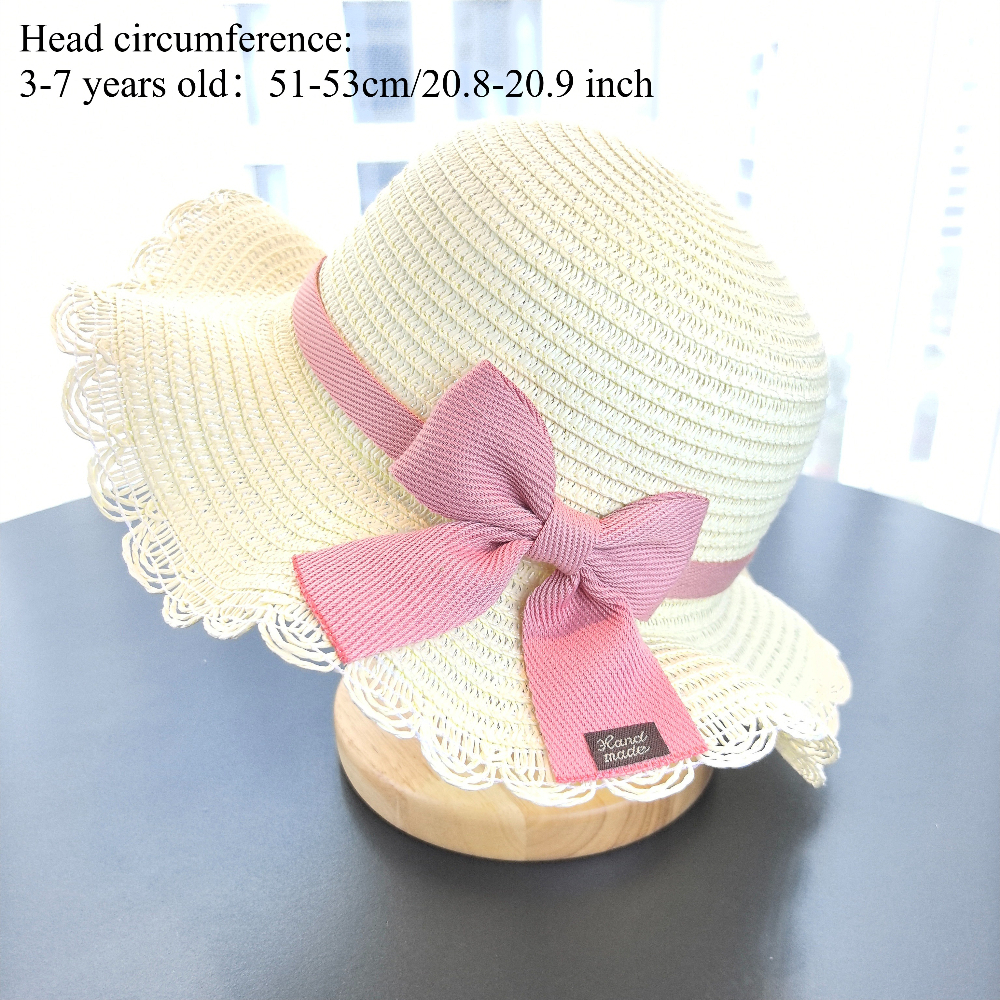 Girls 2pcs Straw Hat Solid Col - مراجعة Paper Straw Color وسعره