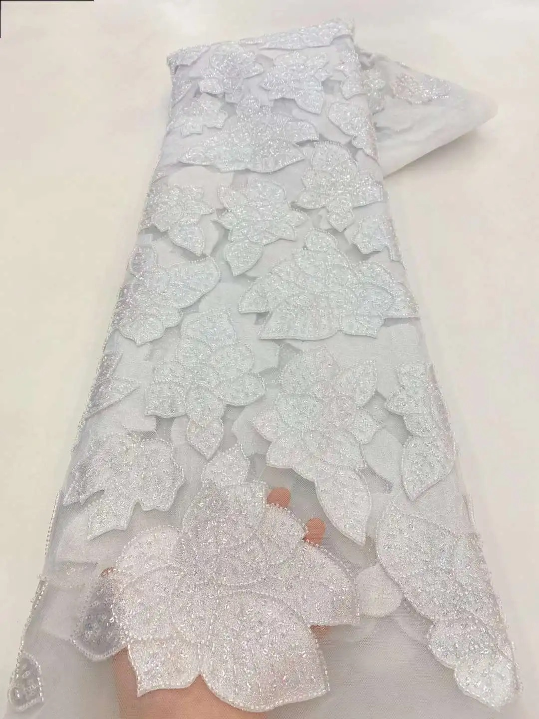 African Beaded Lace Tulle Fabr - مراجعة Glitter Tablecloth وسعره