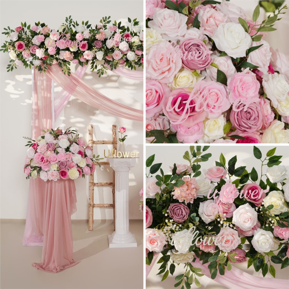 Uflower Pink Rose Greenery Han - مراجعة Flower Wall Panel وسعره
