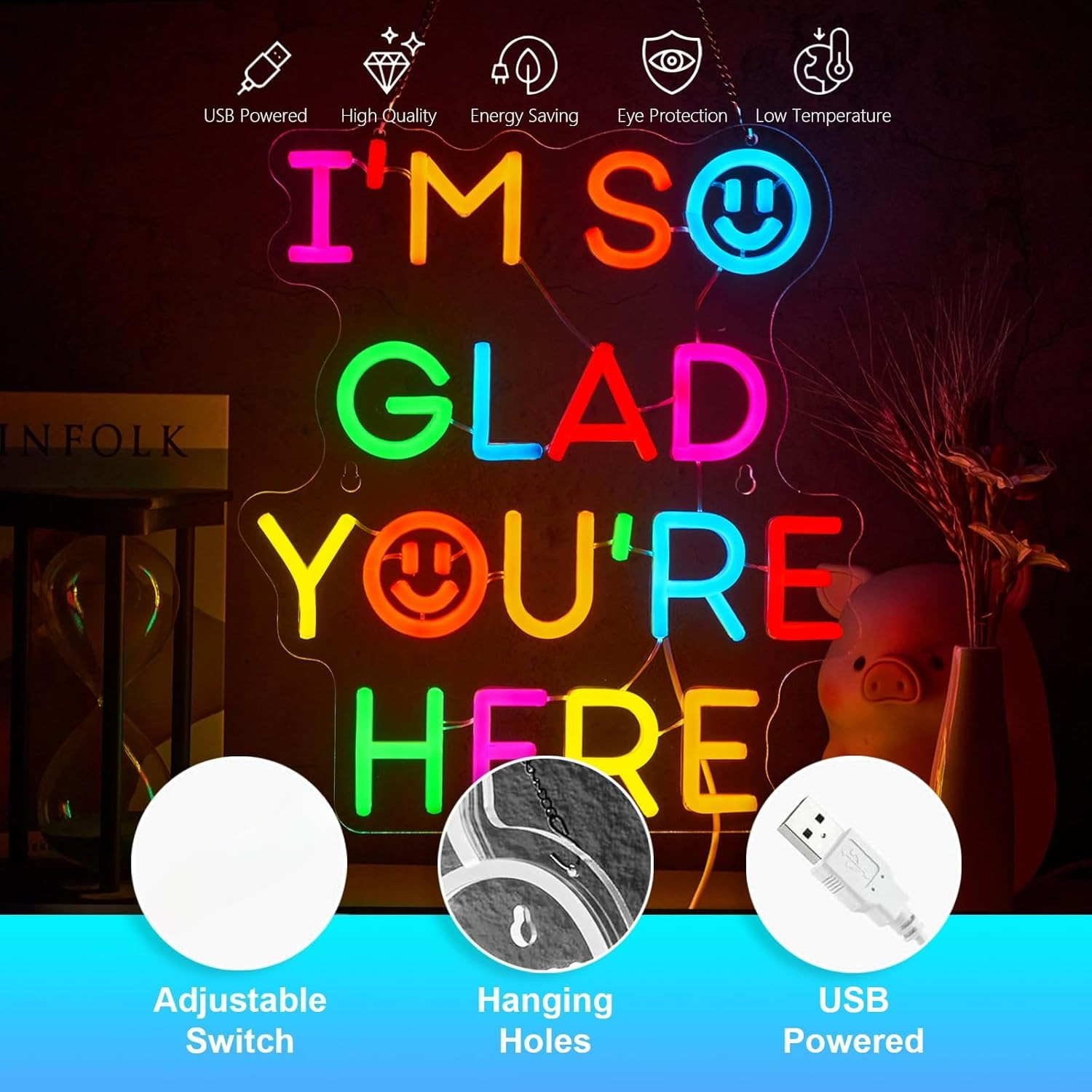  I'm So Glad You‘re Here Neon - مراجعة Neon Sign Party وسعره