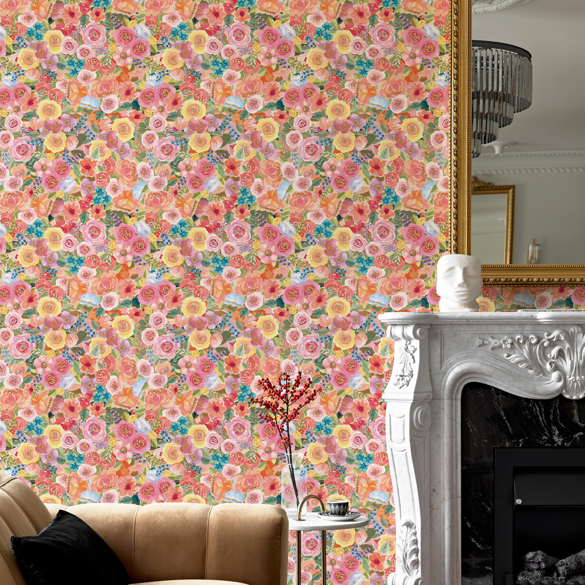 Cute Cat Floral Wallpaper Self - مراجعة Paper Straw Color وسعره