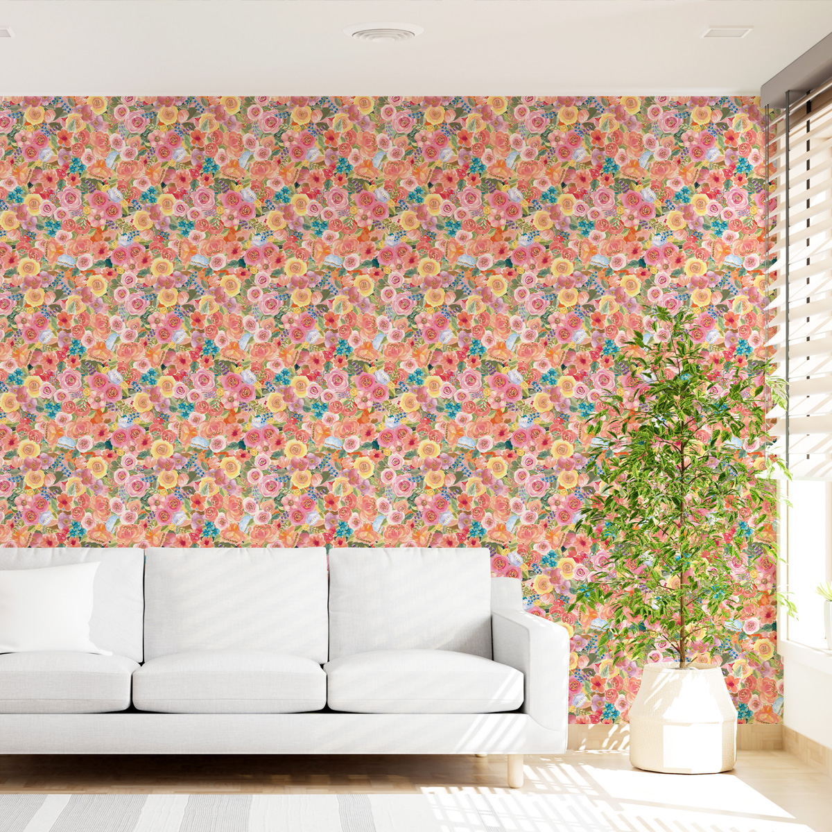 Cute Cat Floral Wallpaper Self - مراجعة Paper Straw Color وسعره