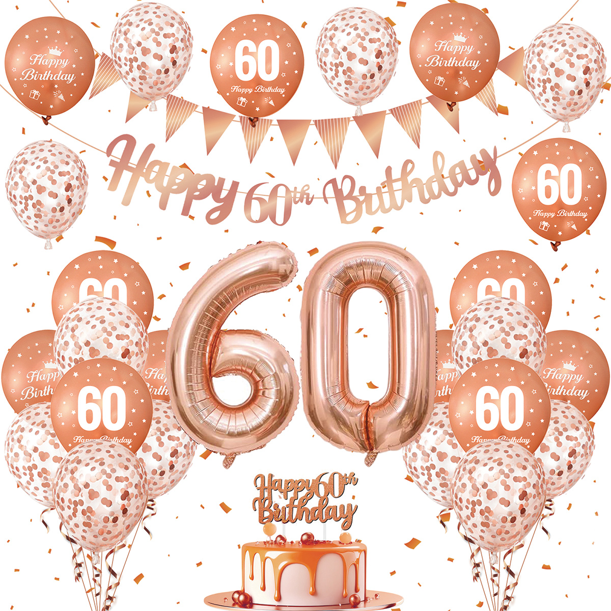 1Set Rose Gold Birthday Decora - مراجعة Party Banner Gold وسعره