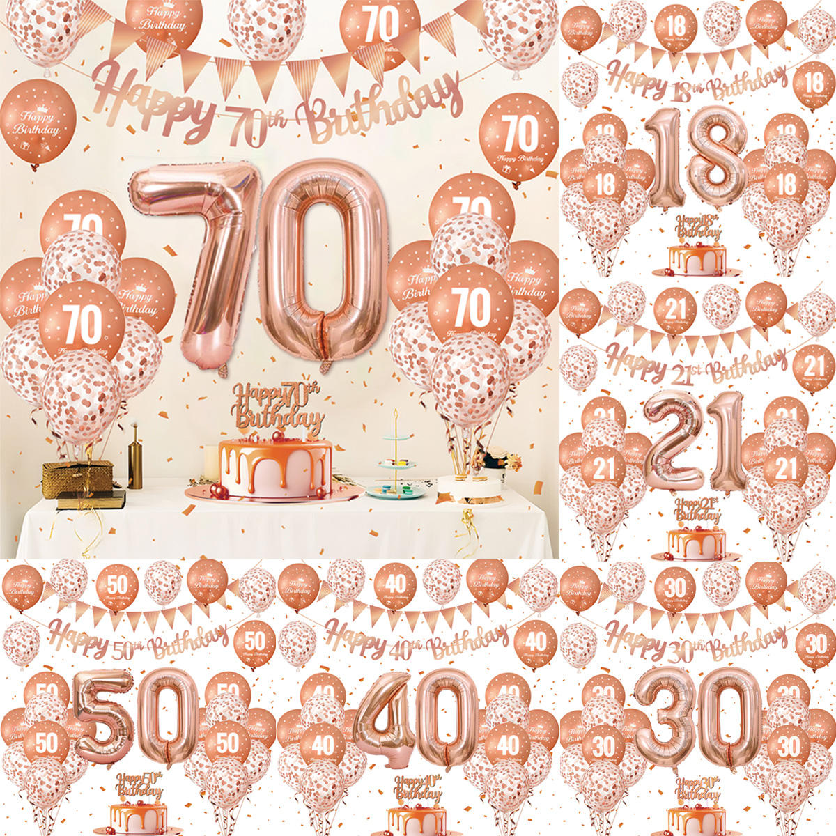 1Set Rose Gold Birthday Decora - مراجعة Party Banner Gold وسعره