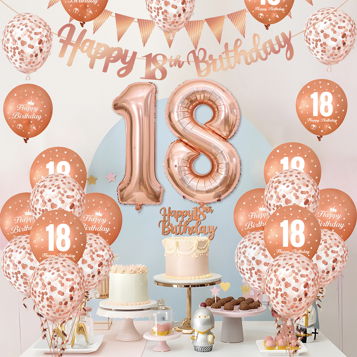 1Set Rose Gold Birthday Decora - مراجعة Party Banner Gold وسعره