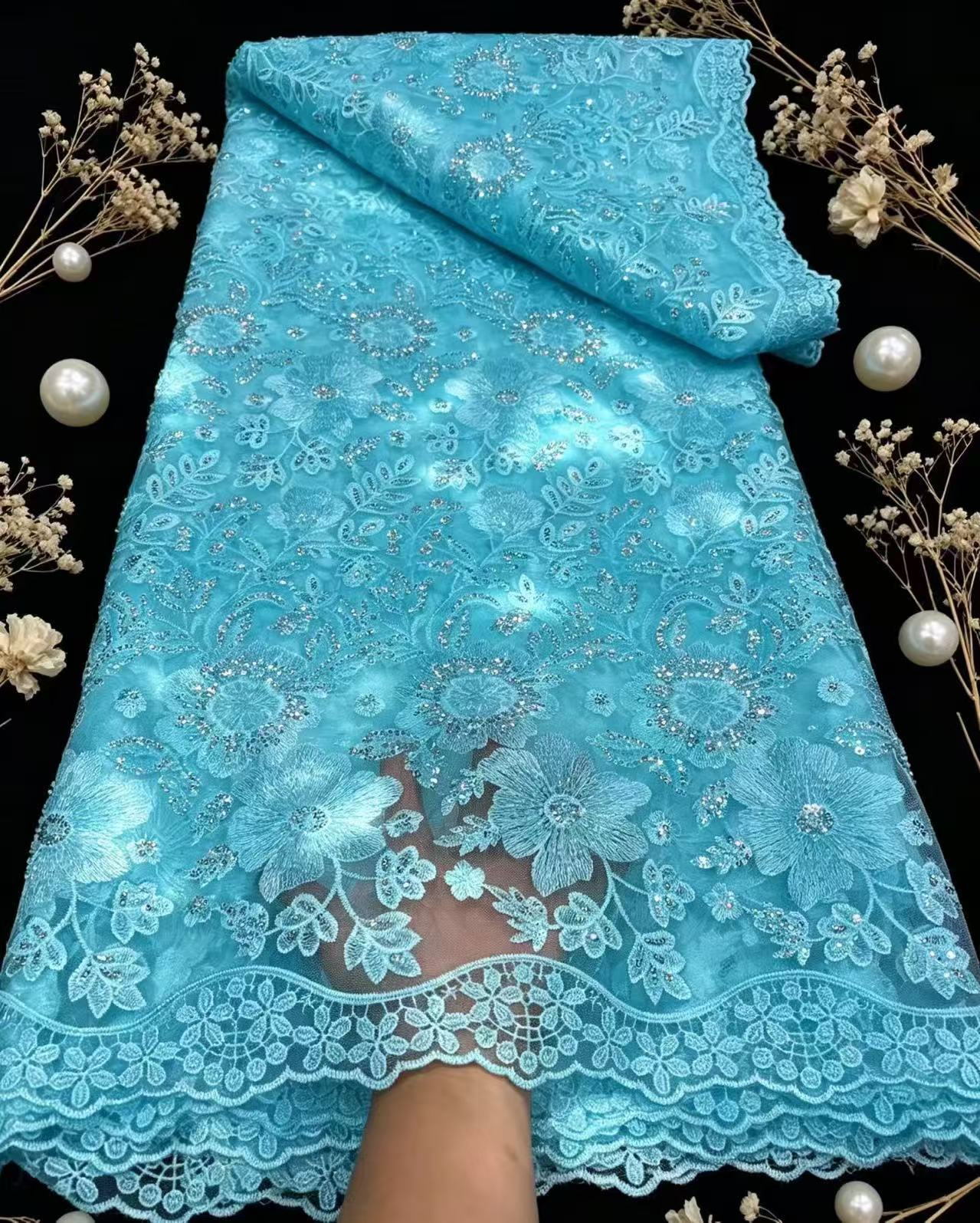 Pure French Tulle Net Sequins  - مراجعة Glitter Tablecloth وسعره