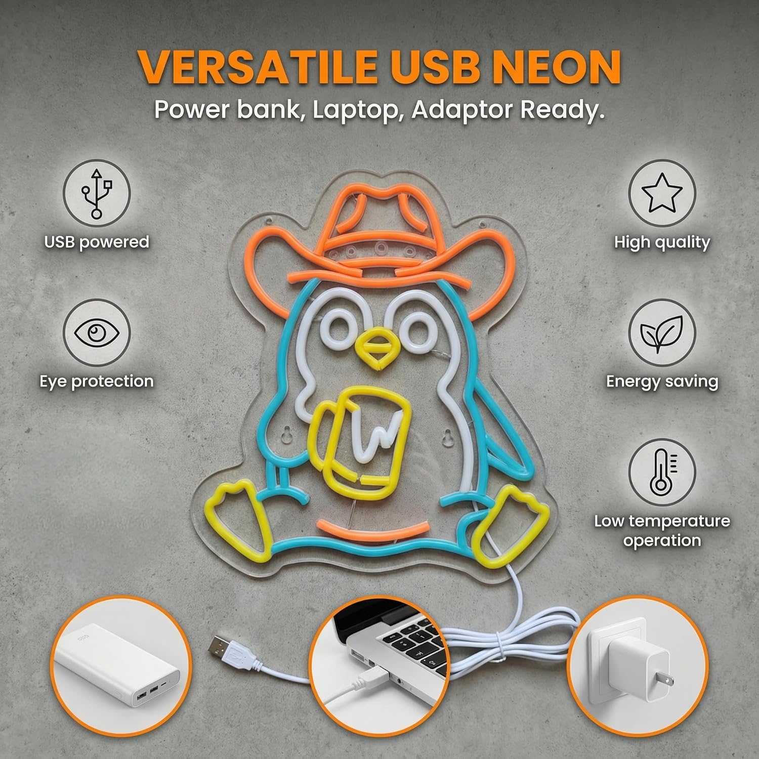 Penguin Neon Sign USB Powered  - مراجعة Neon Sign Party وسعره