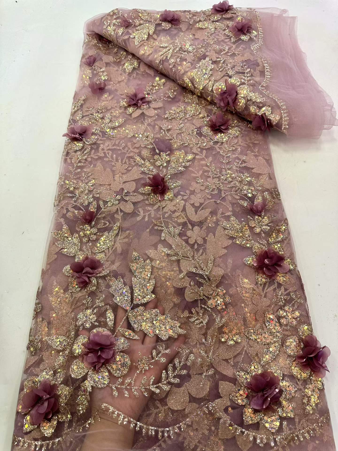 African Lace Fabric Embroidere - مراجعة Glitter Tablecloth وسعره