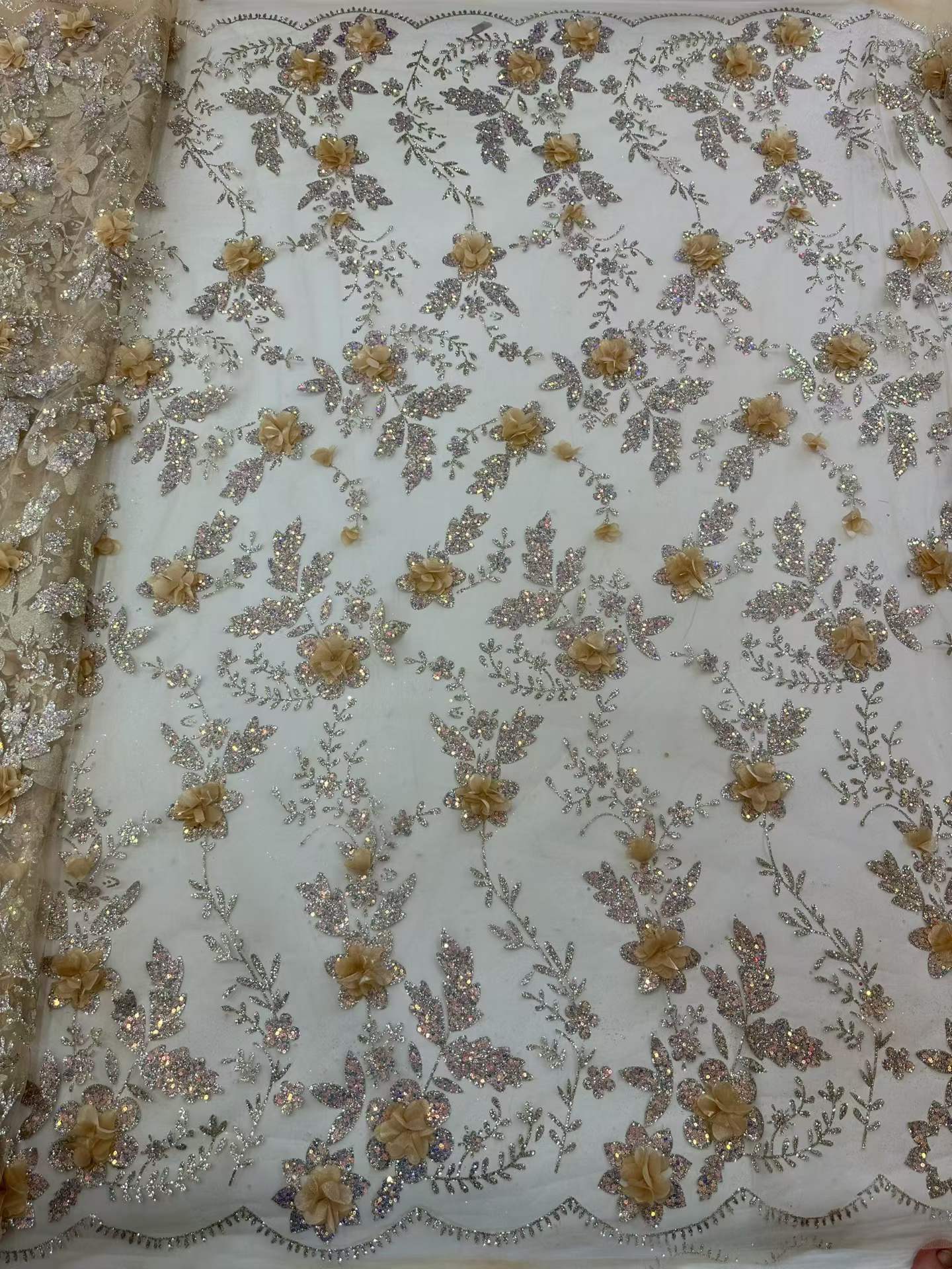 African Lace Fabric Embroidere - مراجعة Glitter Tablecloth وسعره