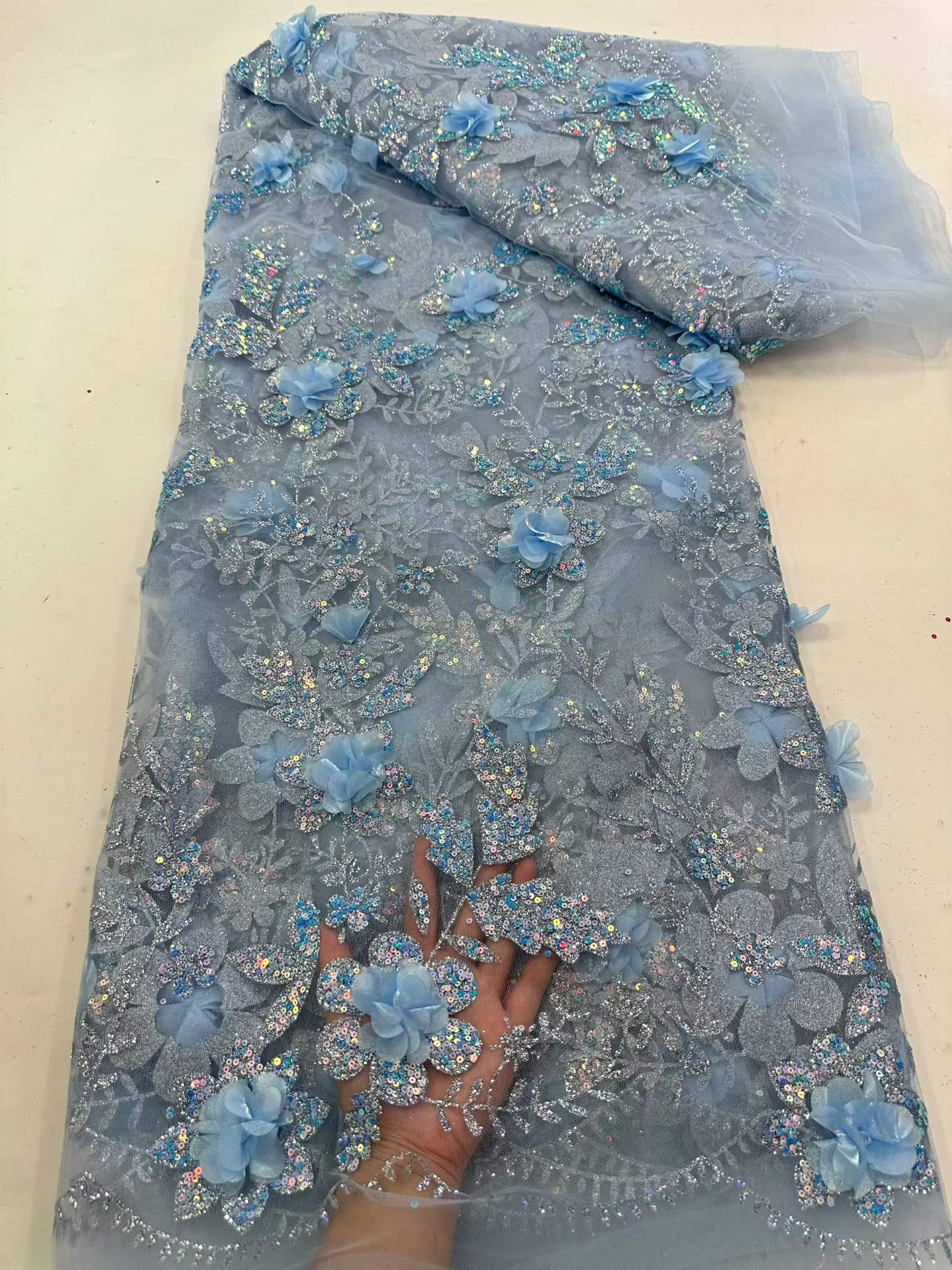 African Lace Fabric Embroidere - مراجعة Glitter Tablecloth وسعره