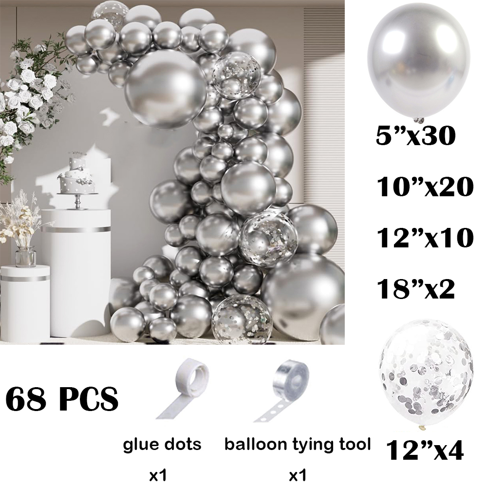 68Pcs Metallic Silver Balloons - مراجعة Balloon Arch Kit وسعره
