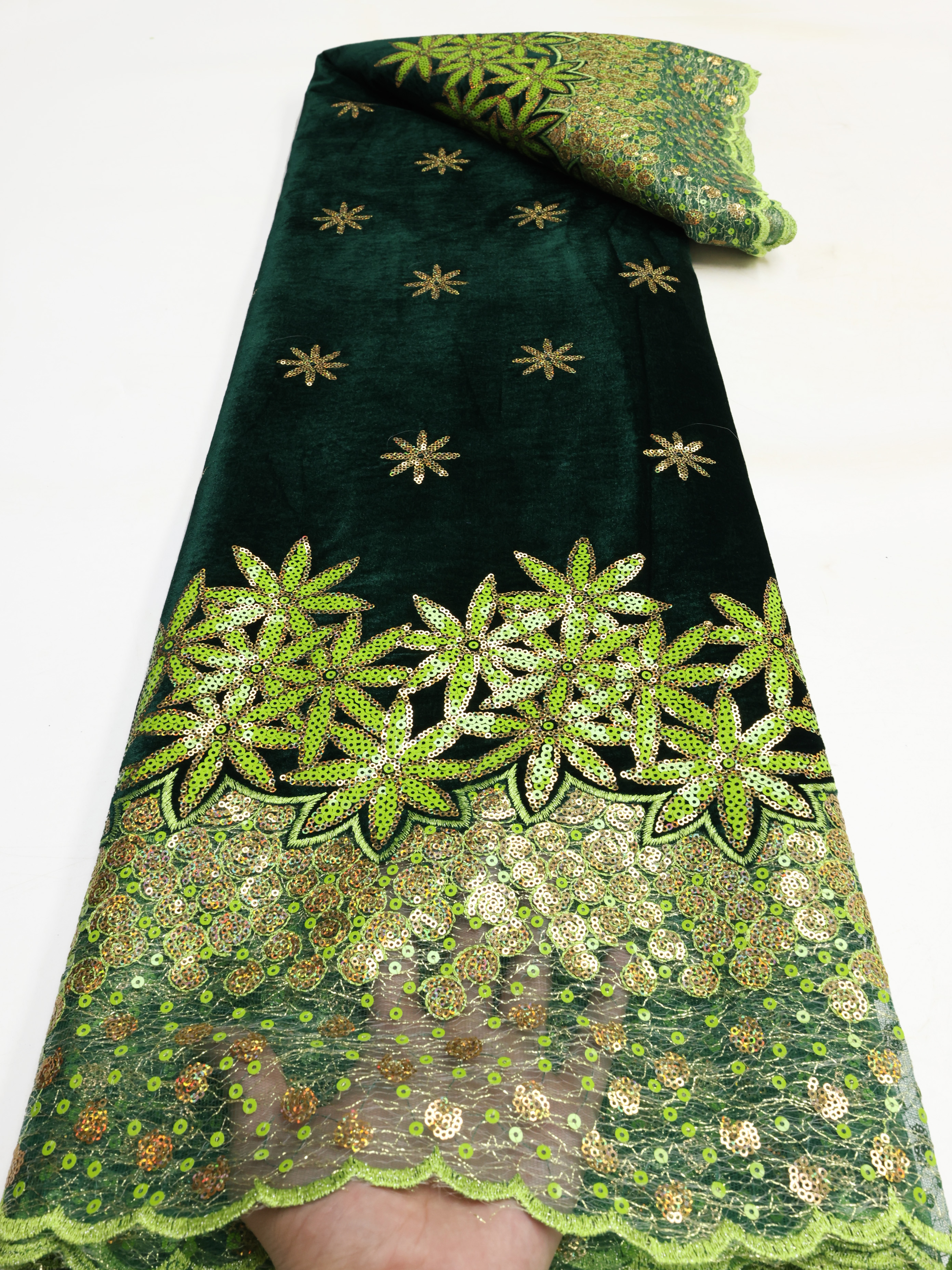 African Velvet Lace Fabric Lat - مراجعة Glitter Tablecloth وسعره