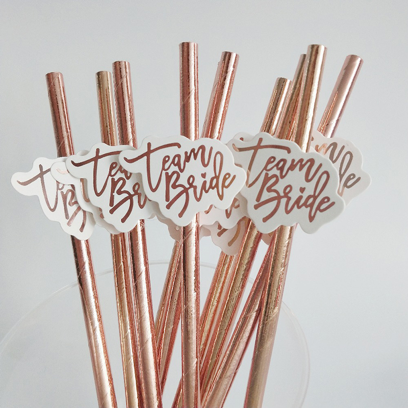 10pcs Team Bride Rose Gold Str - مراجعة Paper Straw Color وسعره