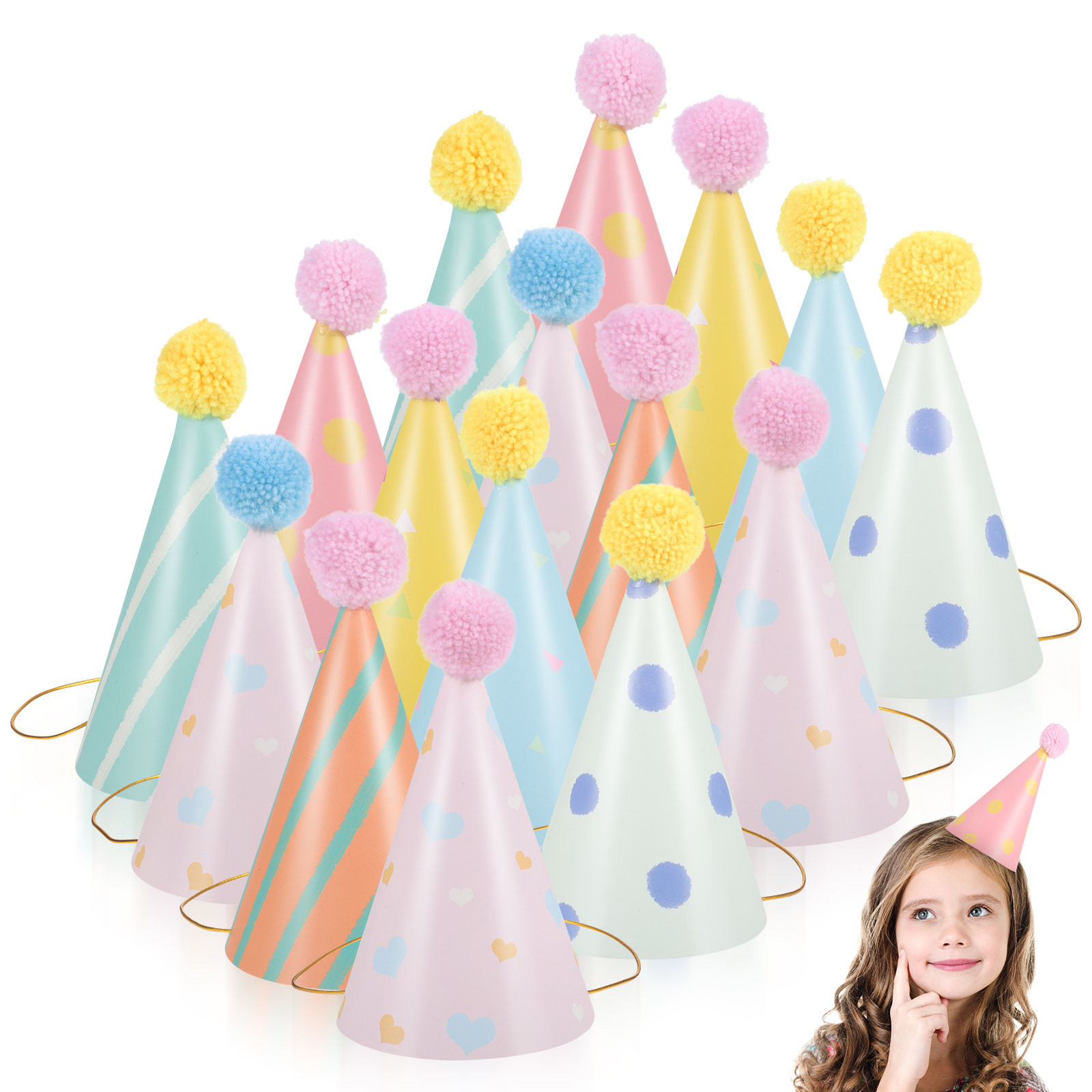 14Pcs Paper Birthday Hats for  - مراجعة Party Hat Cone وسعره