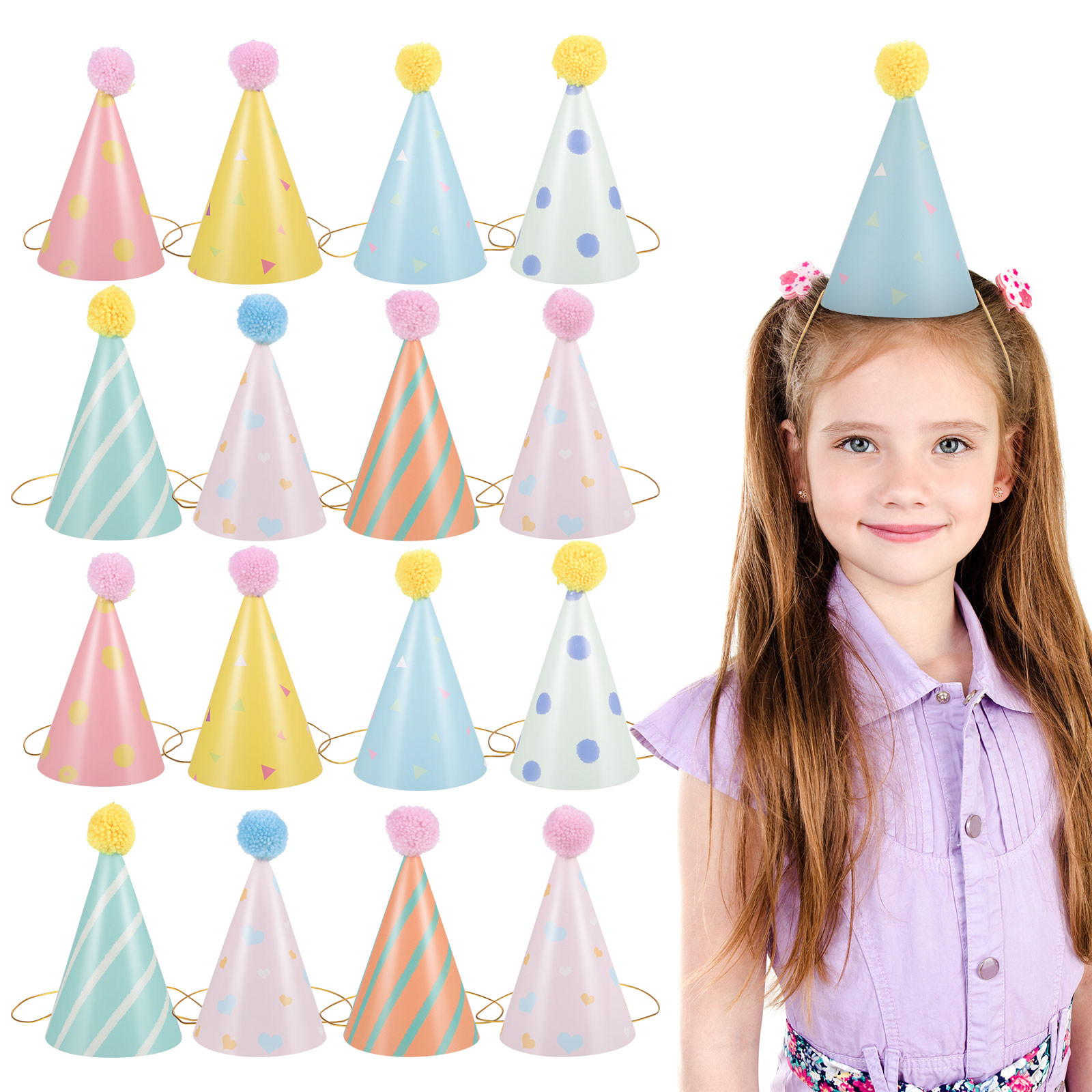 14Pcs Paper Birthday Hats for  - مراجعة Party Hat Cone وسعره