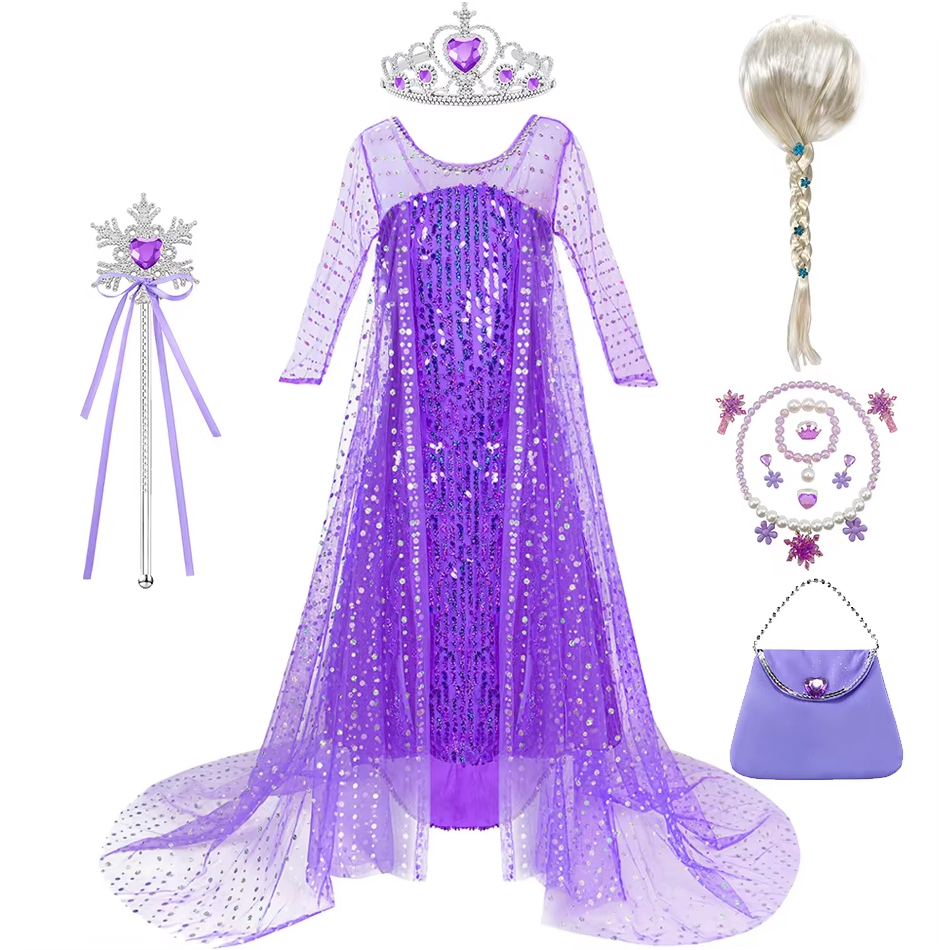 Elsa Purple Halloween Dress Gi - مراجعة Glitter Tablecloth وسعره
