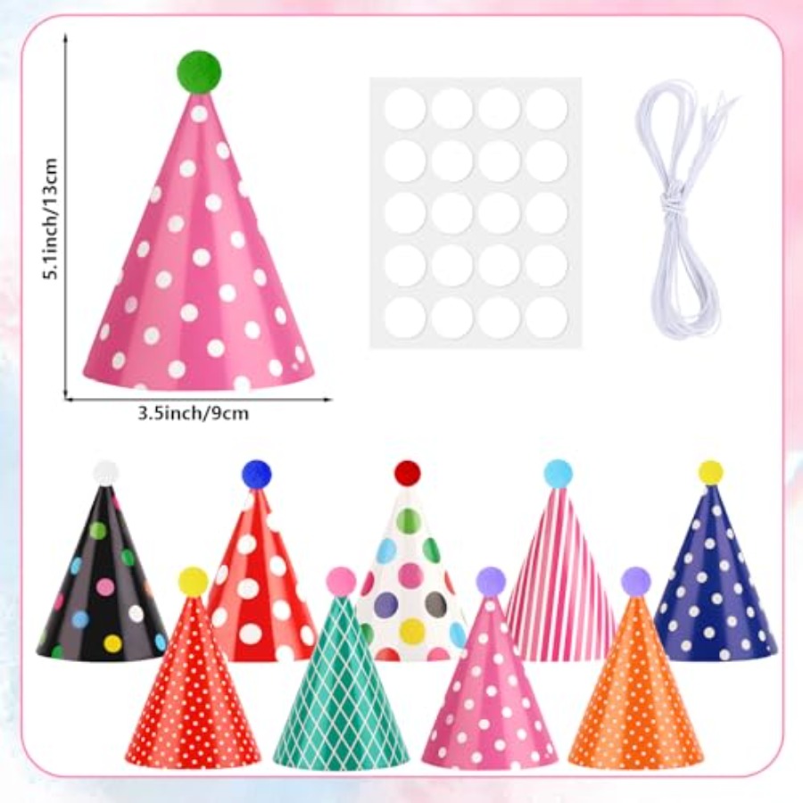 10 PCS Colorful Mini Party Hat - مراجعة Party Hat Cone وسعره