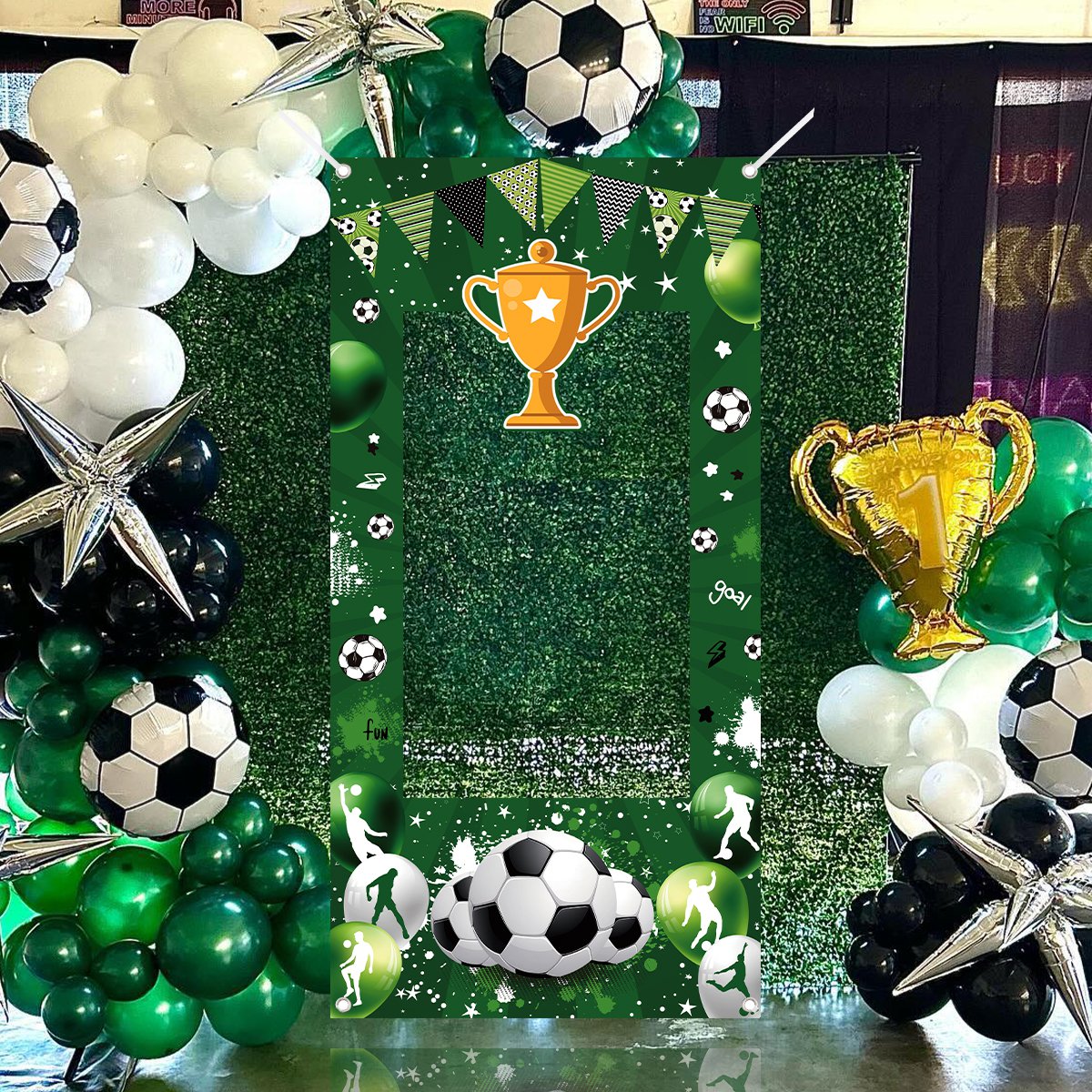 1pc Green Soccer Decorative Ph - مراجعة Photo Booth Frame وسعره
