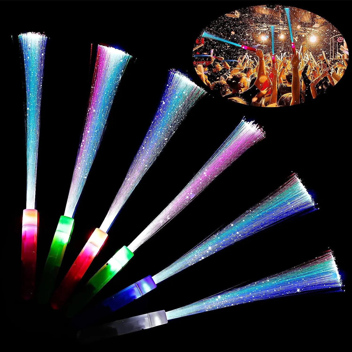 8/12/16Pcs Fiber Optic Wands G - مراجعة Cotton Candy Cone وسعره