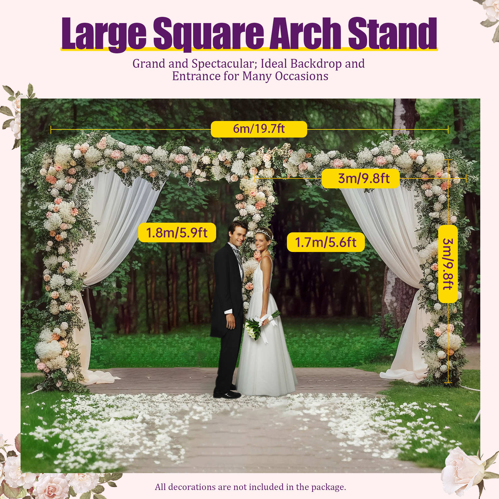 3x6m/10x20ft Metal Wedding Arc - مراجعة Balloon Arch Kit وسعره