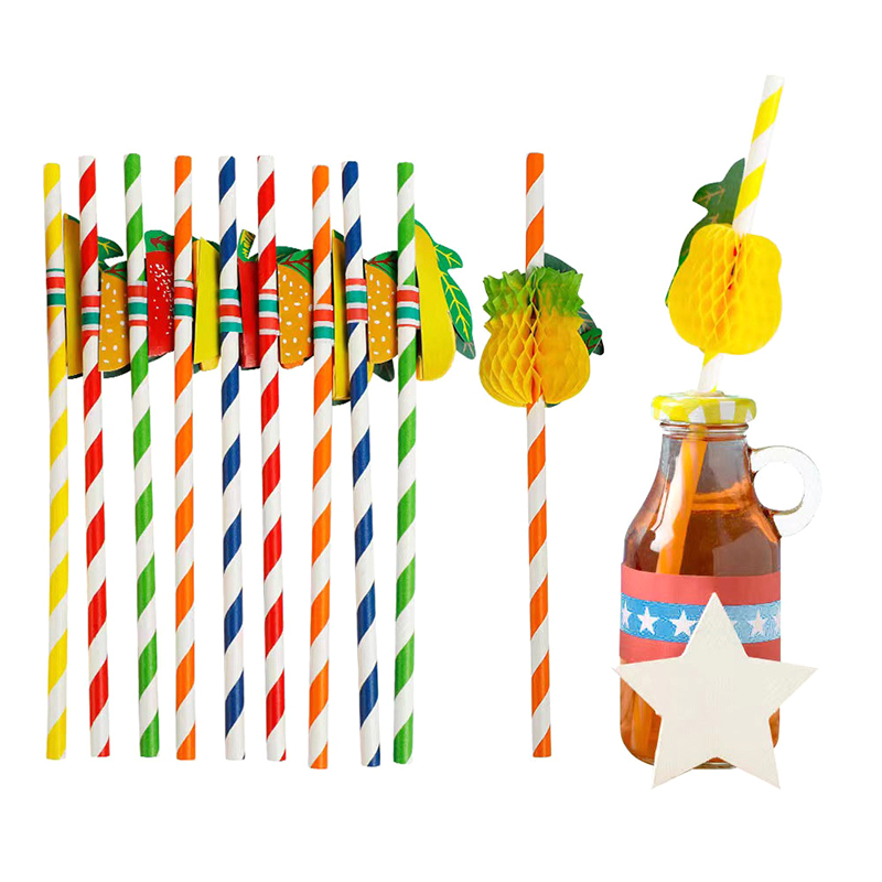 50pcs/lot 20cm 3D Fruit Cockta - مراجعة Paper Straw Color وسعره
