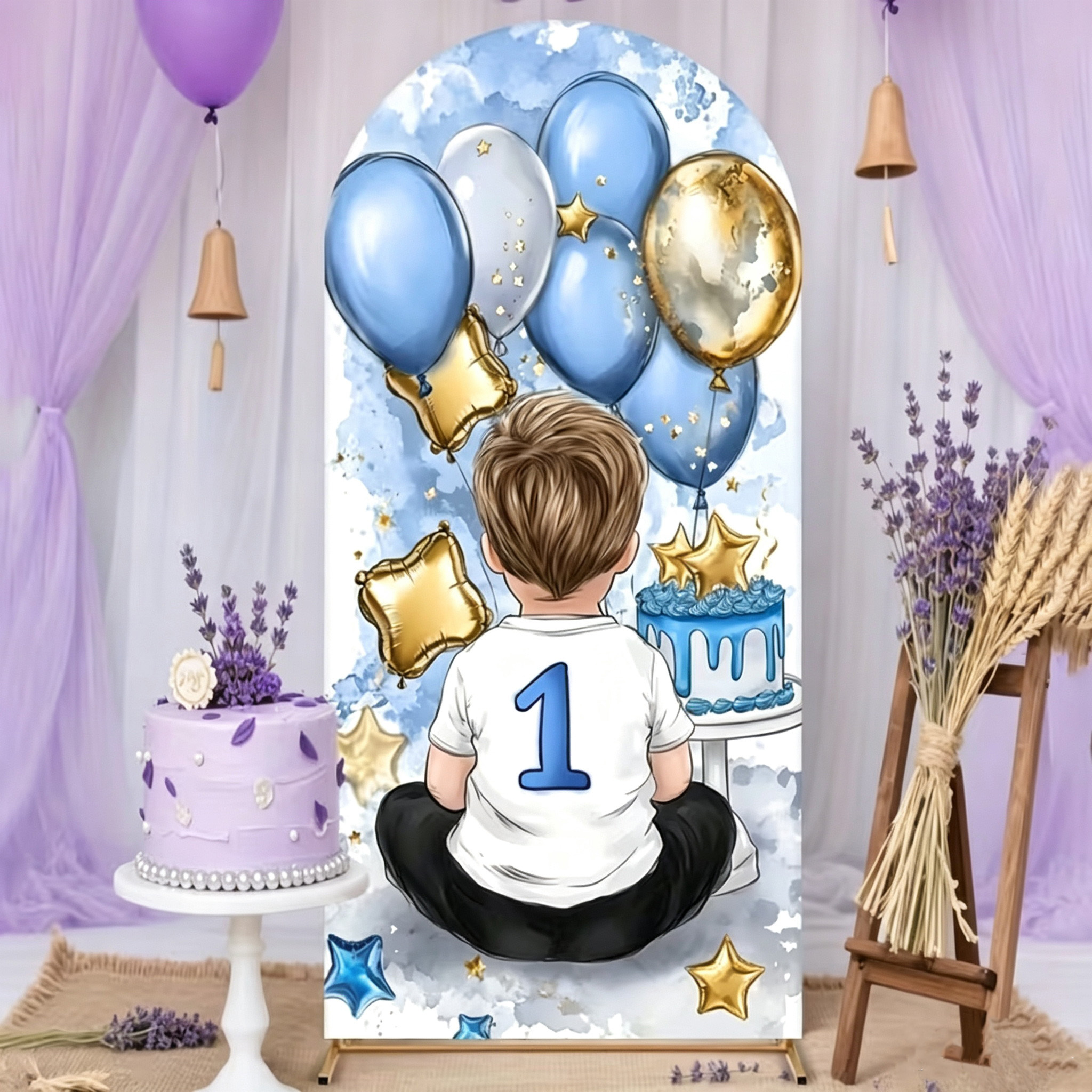 A Little Boy Pattern Arch Back - مراجعة Dessert Table Backdrop وسعره