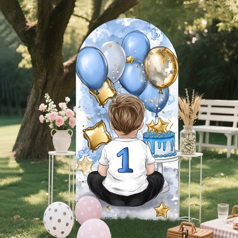 A Little Boy Pattern Arch Back - مراجعة Dessert Table Backdrop وسعره