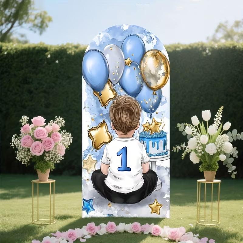 A Little Boy Pattern Arch Back - مراجعة Dessert Table Backdrop وسعره