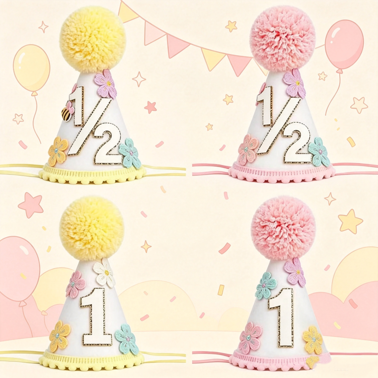 Colorful Flower 1st Half Birth - مراجعة Party Hat Cone وسعره