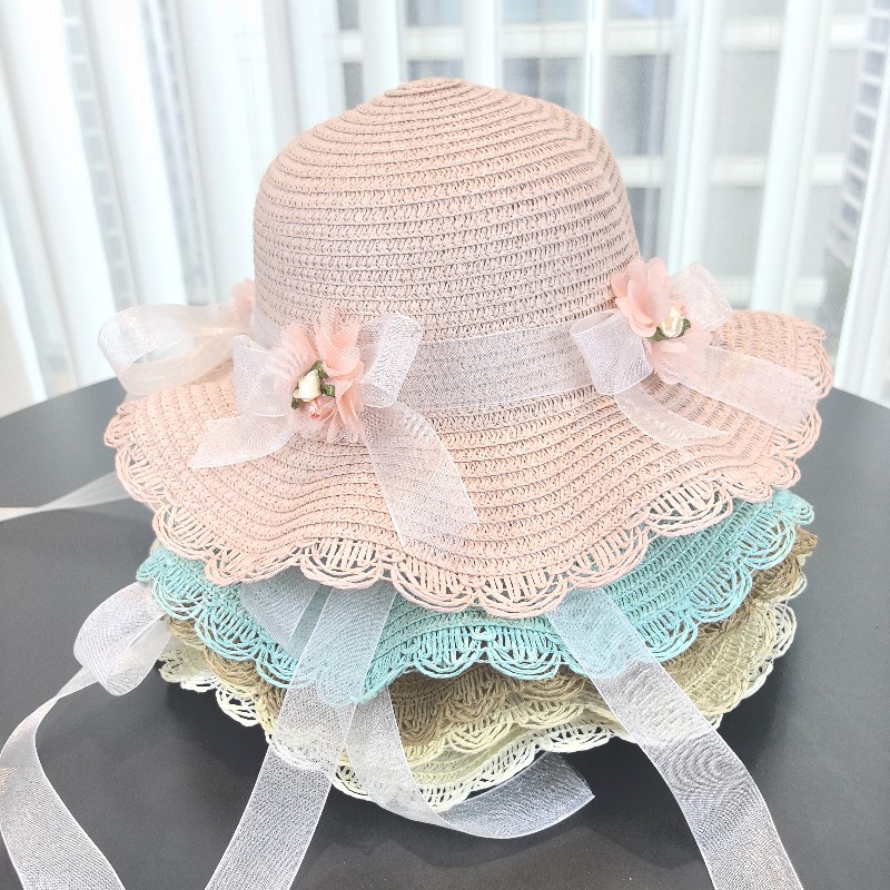 Girls 2pcs Straw Hat Solid Col - مراجعة Paper Straw Color وسعره