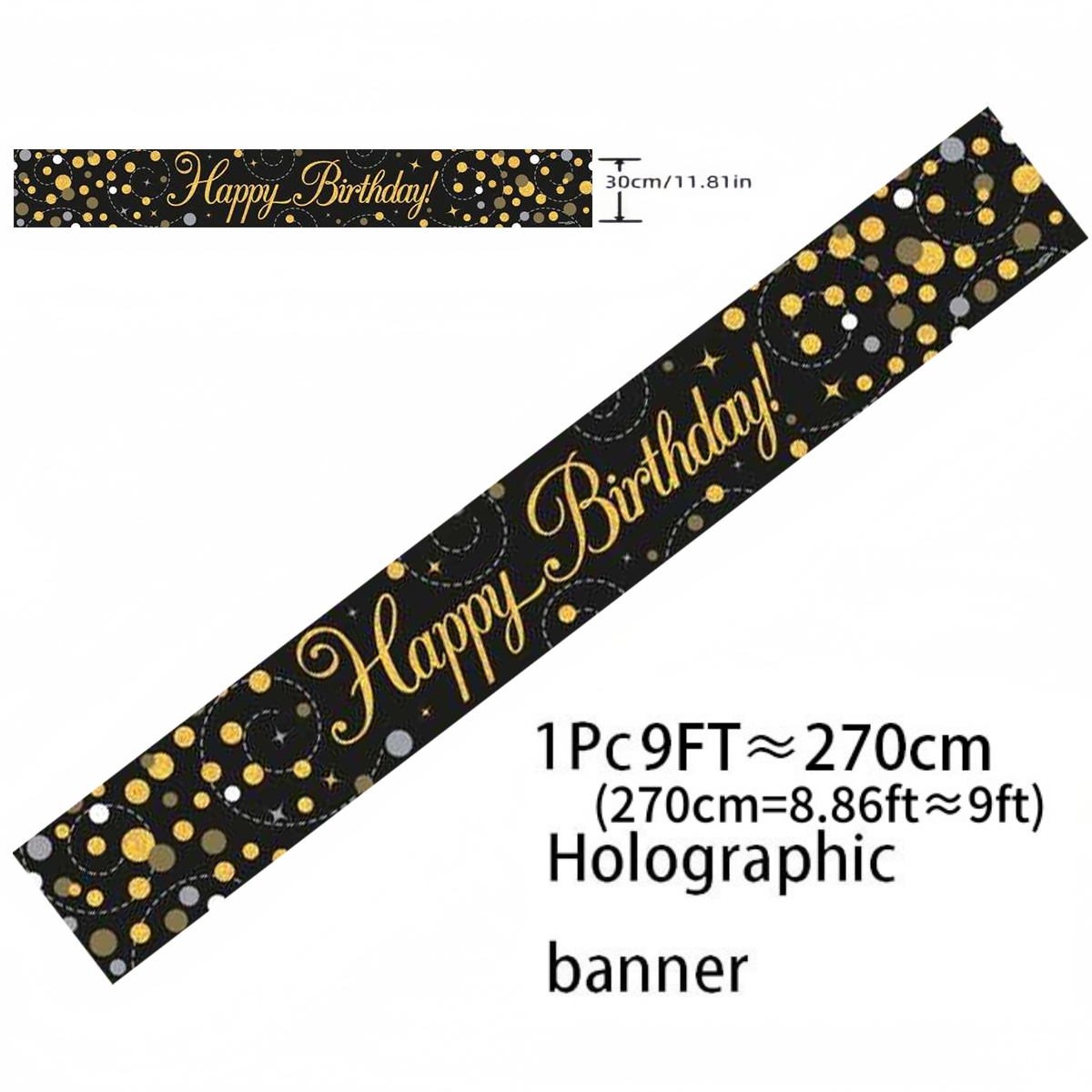 Black Gold Holographic Birthda - مراجعة Party Banner Gold وسعره