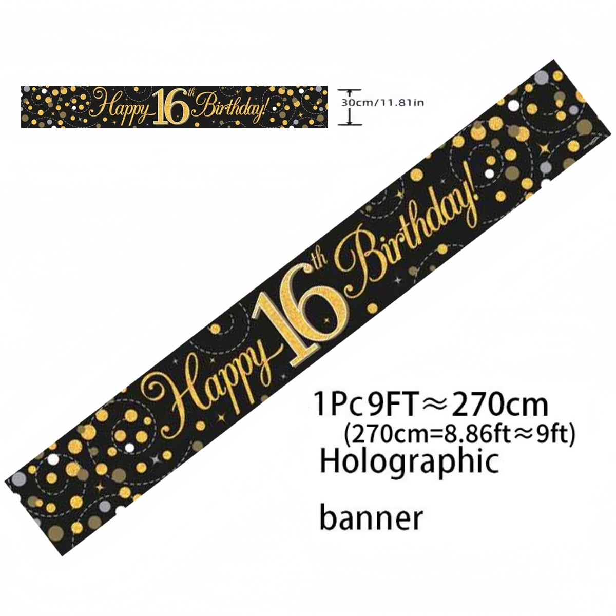 Black Gold Holographic Birthda - مراجعة Party Banner Gold وسعره