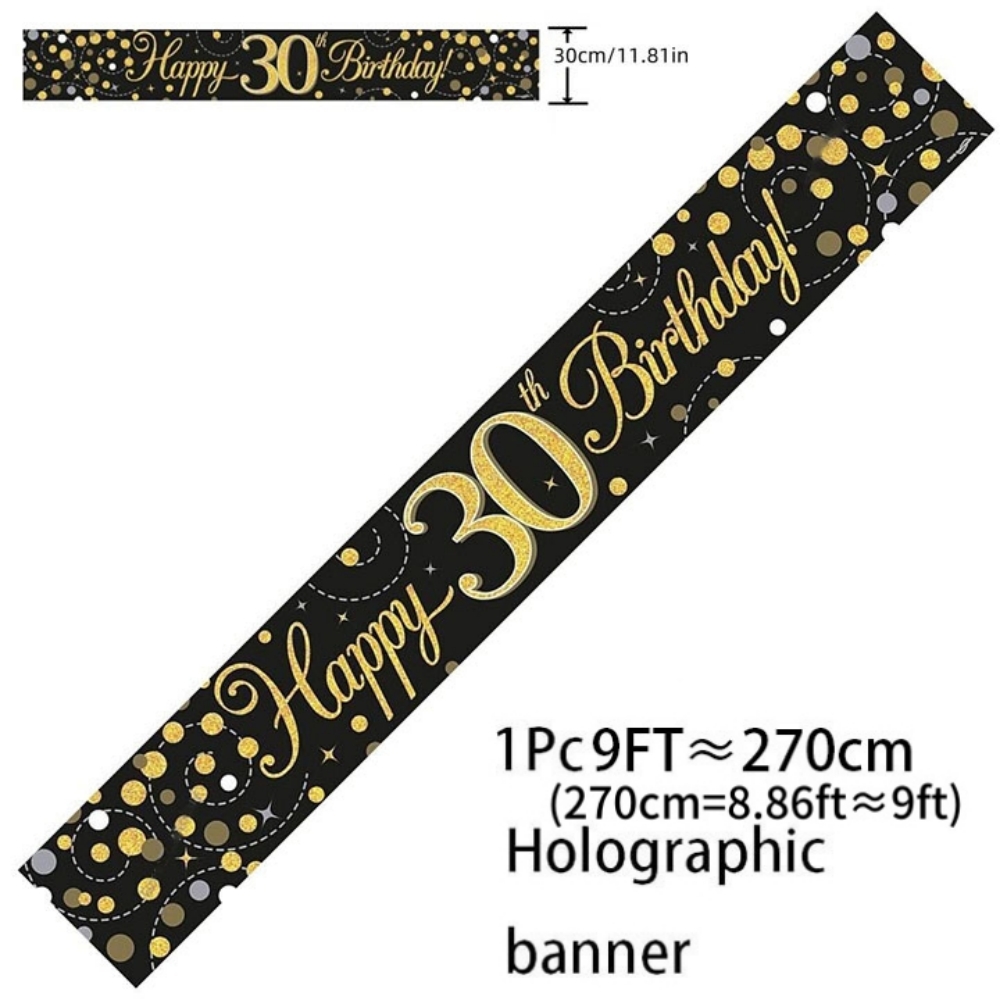 Black Gold Holographic Birthda - مراجعة Party Banner Gold وسعره
