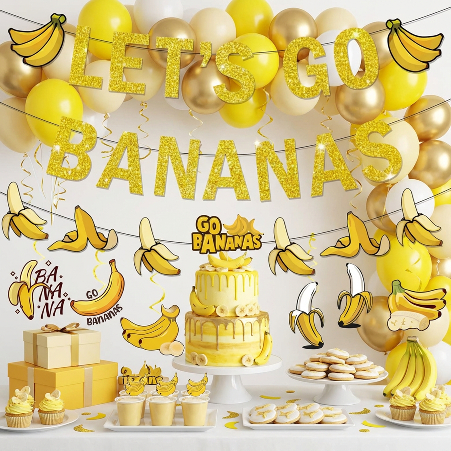 1Set Yellow Bananas Birthday B - مراجعة Let'S Party Event Supply وسعره