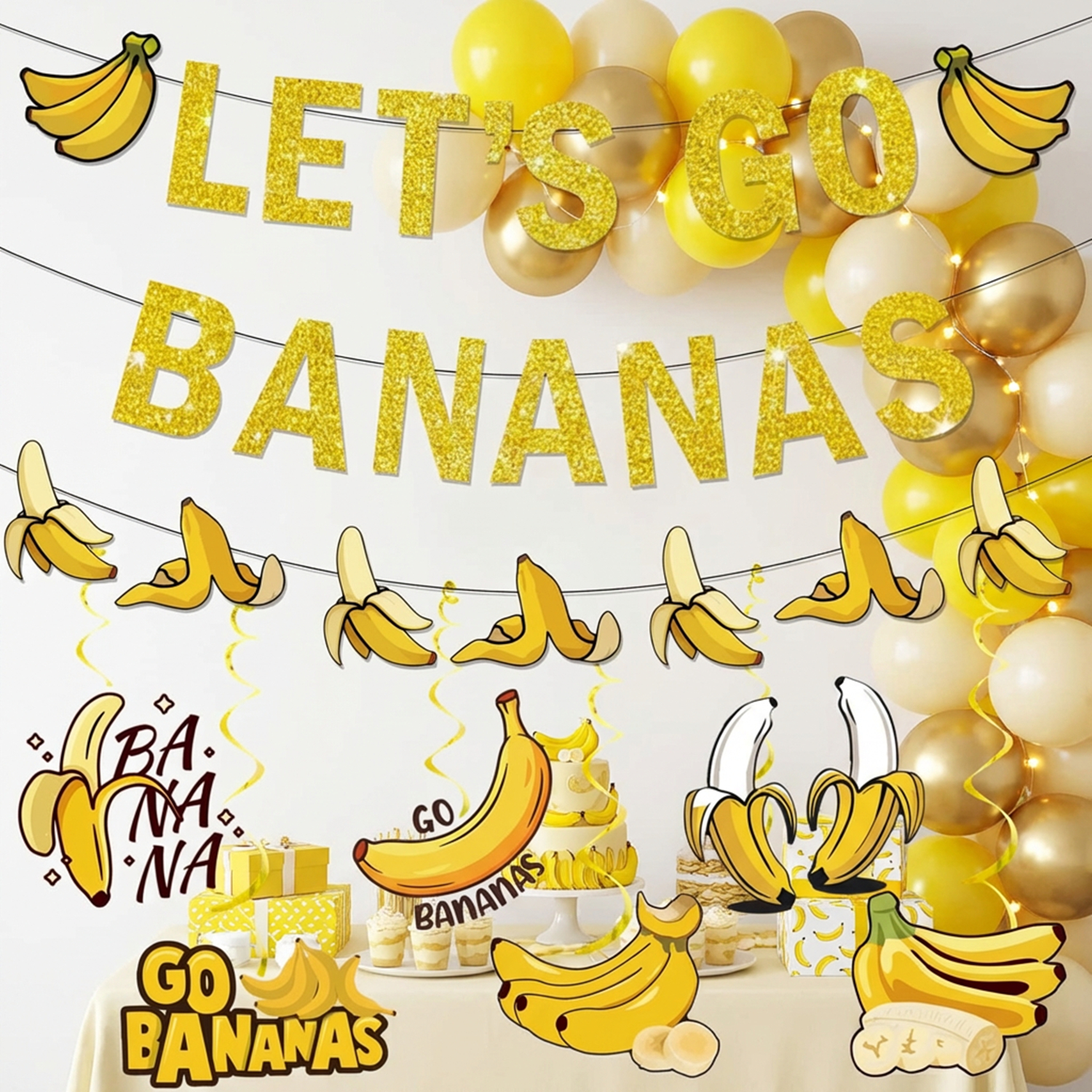 1Set Yellow Bananas Birthday B - مراجعة Let'S Party Event Supply وسعره